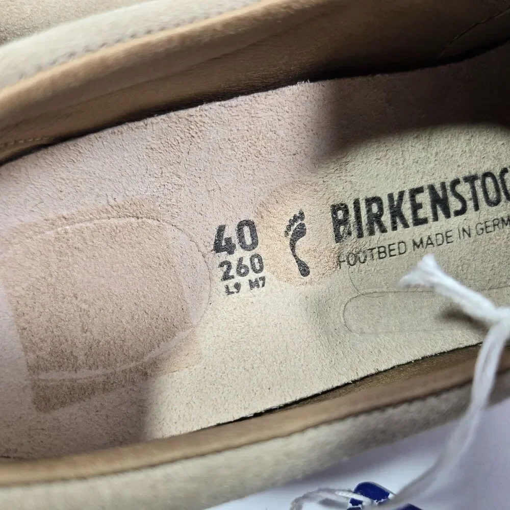 Birkenstock Women's Beige Suede Slip-On Flats